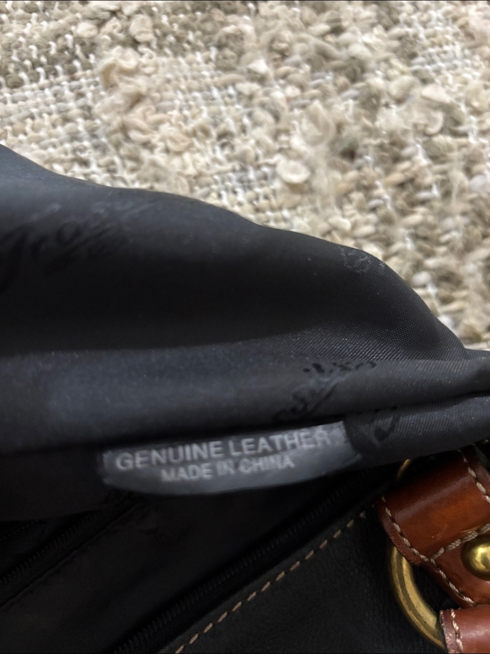 Fossil black leather with cream stitching, double braided handles, - Picture 13 of 14